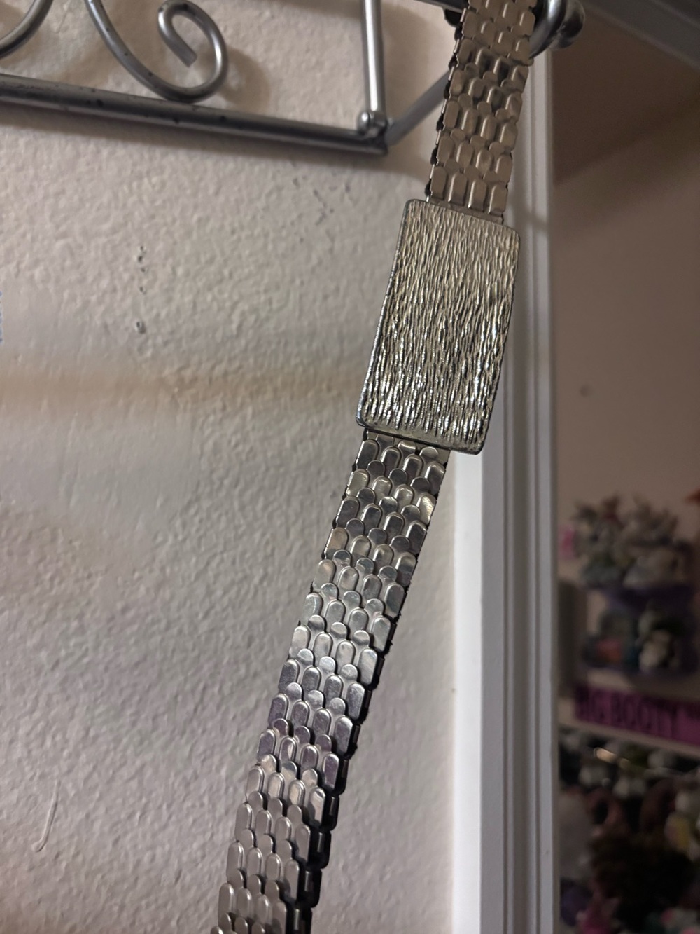 Vintage Silver Serpentine Metal Stretch Belt - Classic Silver